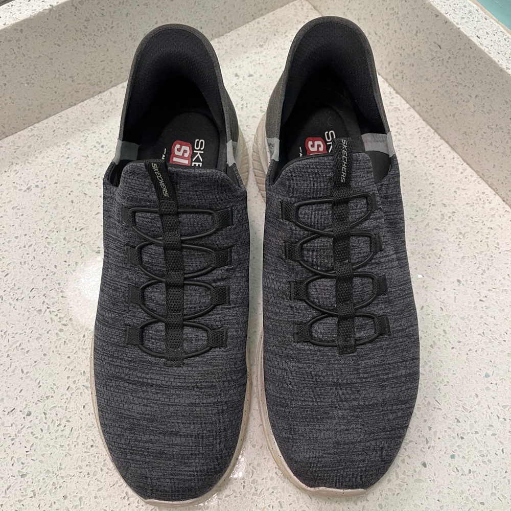 Skechers SlipOns heather gray like new!